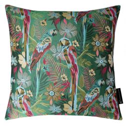 Pillow Two Parrots in Love Green